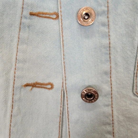 Womens Light Wash Peplum Destructed Hem Detail Jacket Stylish Windbreak size XL - Picture 9 of 16